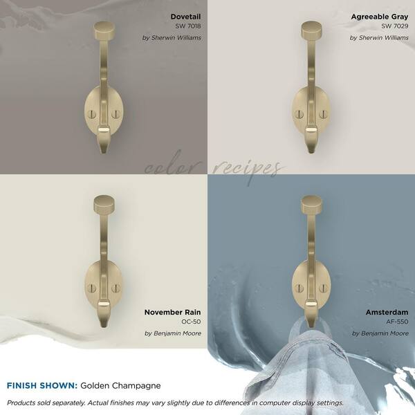 Amerock Adare Double Prong Decorative Wall Hook - Golden Champagne