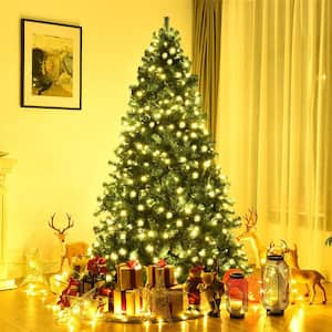 7.5 ft. Pre-Lit Hinged PVC Artificial Christmas Tree with 400-LED Lights and Stand