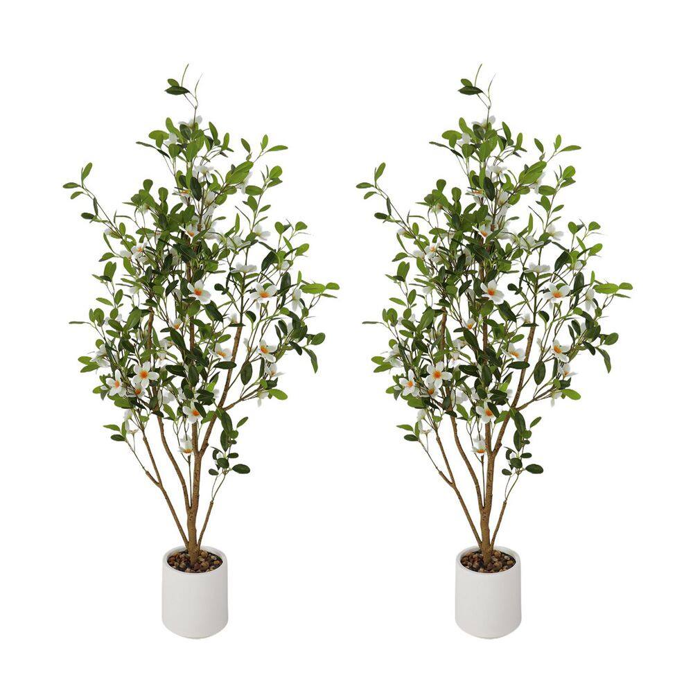 False Tree MOVECOM 4FT 2pcs Artificial Trees Indoor,Faux Fake Tree Flower Potted ...