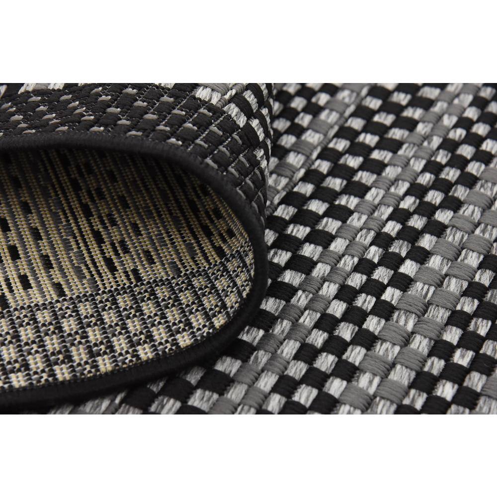 Gray Striped Synthetic 6' x 9' Outdoor Reversible Area Rug