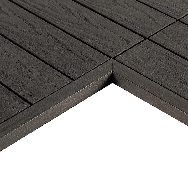 NewTechWood 1/12 ft. x 1 ft. Quick Deck Composite Deck Tile Inside Corner Trim in Indonesian Merbau (2-Pieces/Box)