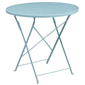 Sky Blue Round Metal Outdoor Bistro Table