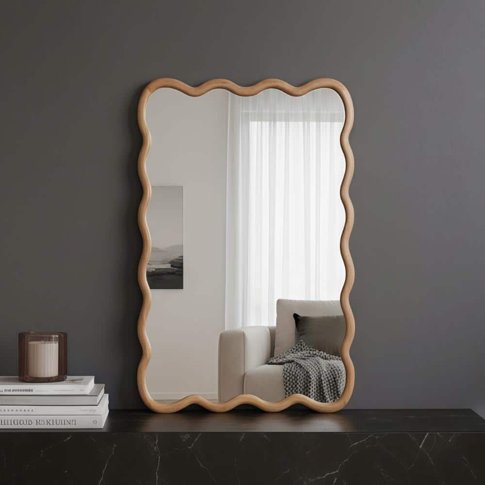 20 in. W x 30 in. H Wavy Rectangle Solid Wood Frame Decorative Mirror in Natural price history on PriceWatchPro