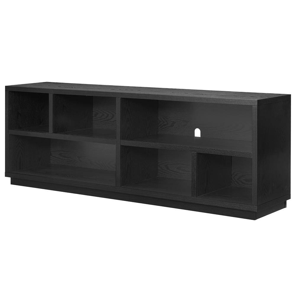 Bowman Black Grain 70" TV Stand with Storage Shelves
