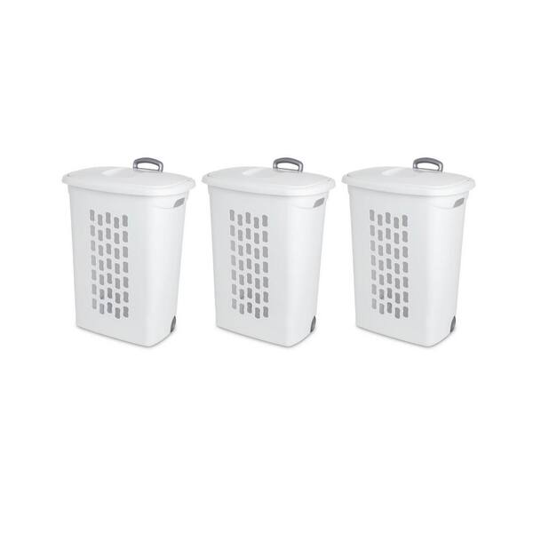 Wheels Sterilite-3Pack-Laundry Hamper with Lift-Top And Pull Handle-NEW 