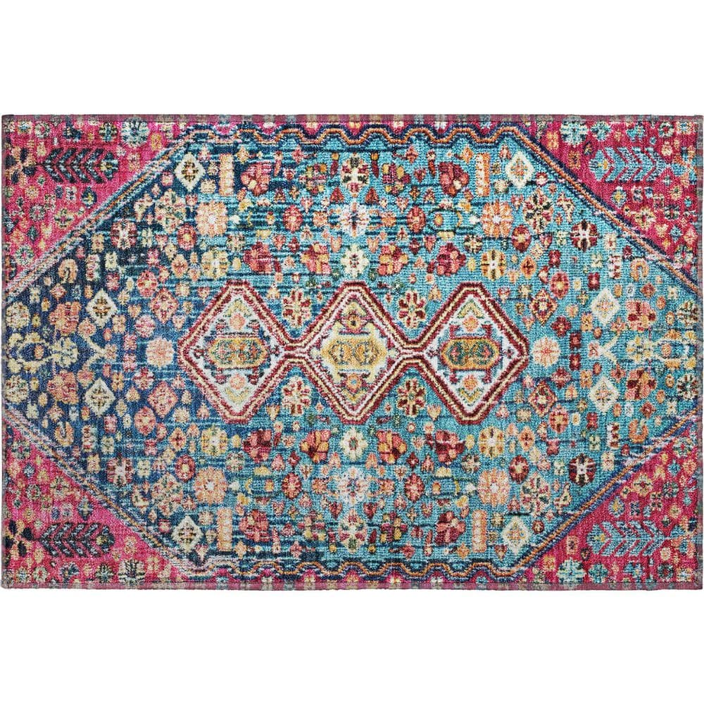 Mayfield Premium Machine Washable Abstract AMF1834 Teal 2 ft. x 3 ft. Area Rug price history on PriceWatchPro