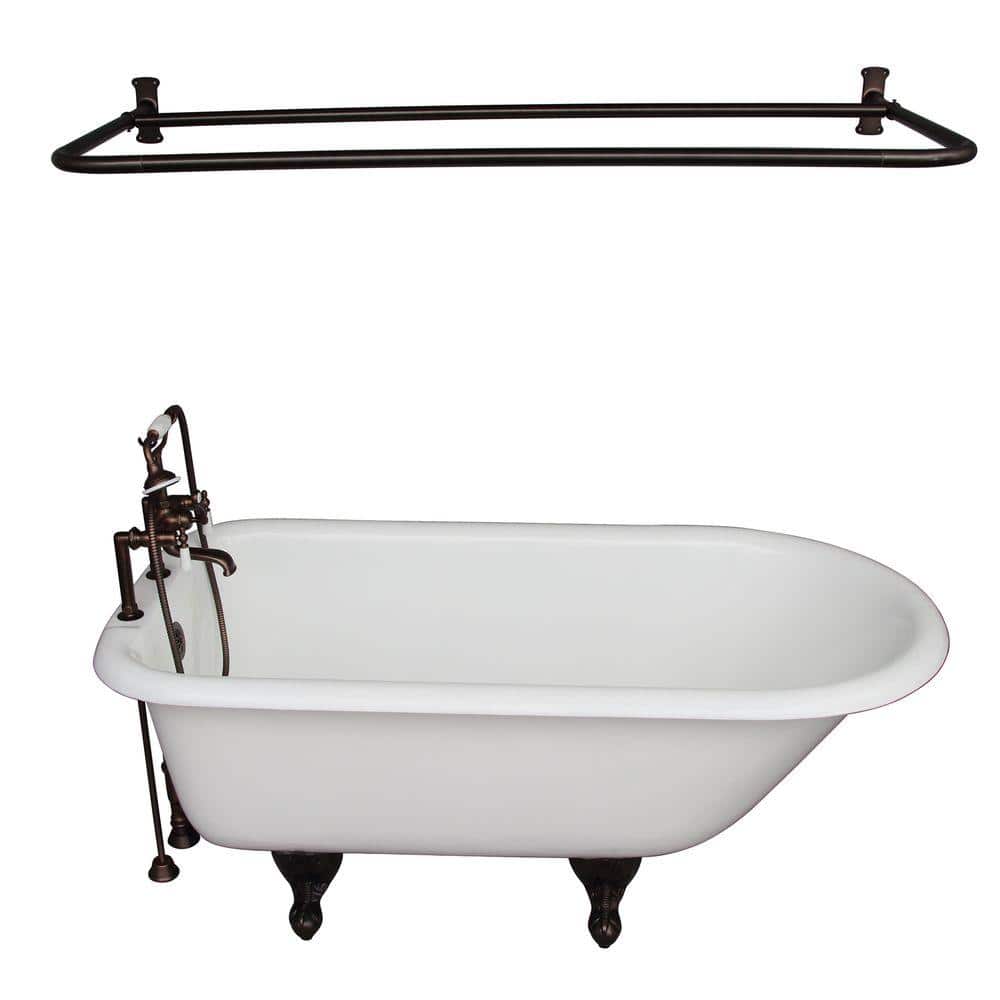 Barclay Products ft. Cast Iron Ball and Claw Feet Roll Top Tub in White  with Oil Rubbed Bronze Accessories TKCTR7H60-ORB5 The Home Depot