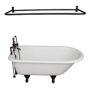 5.6 ft. Cast Iron Roll Top Bathtub Kit in White with Oil Rubbed Bronze Accessories
