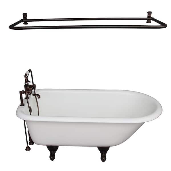 Barclay Products 5.6 ft. Cast Iron Roll Top Bathtub Kit in White with Oil Rubbed Bronze Accessories