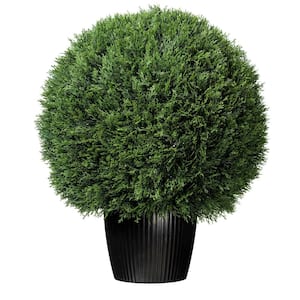 2 ft. Green Artificial Green Cedar Ball Plant in Pot