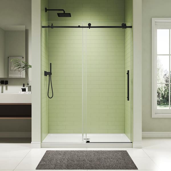 48 in. L x 32 in. W x 76 in. H Alcove Shower Kit with Sliding Frameless Shower Door and Shower Pan