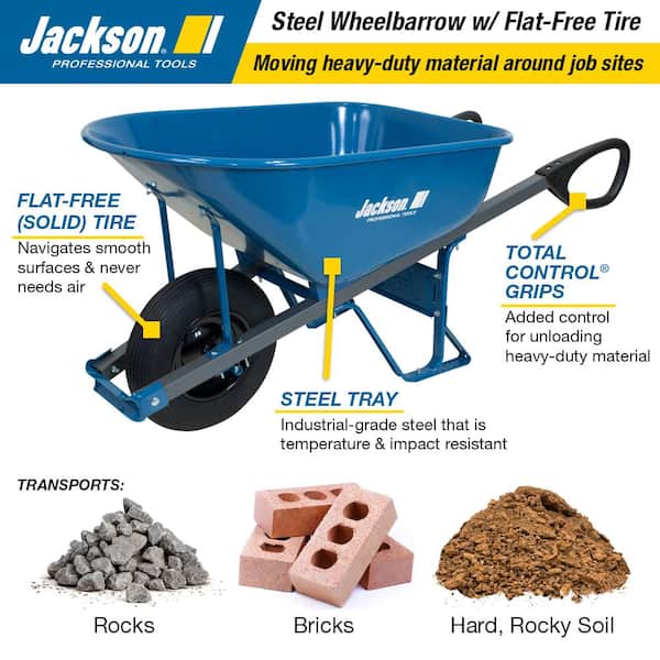 Jackson Wheelbarrow 6cu ft Capacity Seamless Steel Tray 