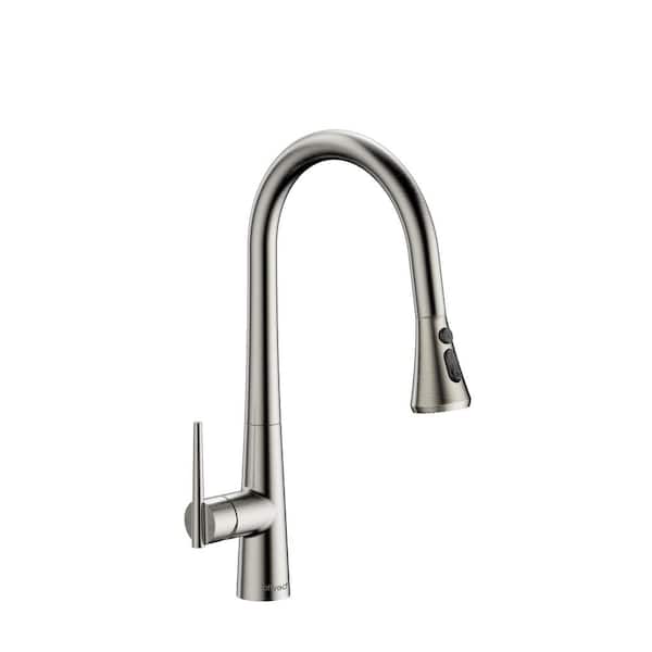 Miscool Noa Single Handle Pull Down Sprayer Kitchen Faucet with Advanced Spray, Pull Out Spray Wand in Brushed Nickel