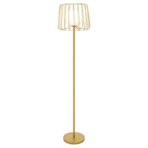 Murray 62.75 in. Gold-Tone Candlestick Floor Lamp with Globe Shade