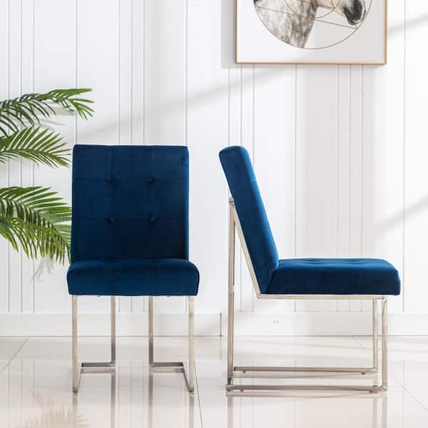 Home Beyond Cannes Navy Blue Velvet, Ink Blue Velvet Dining Chairs