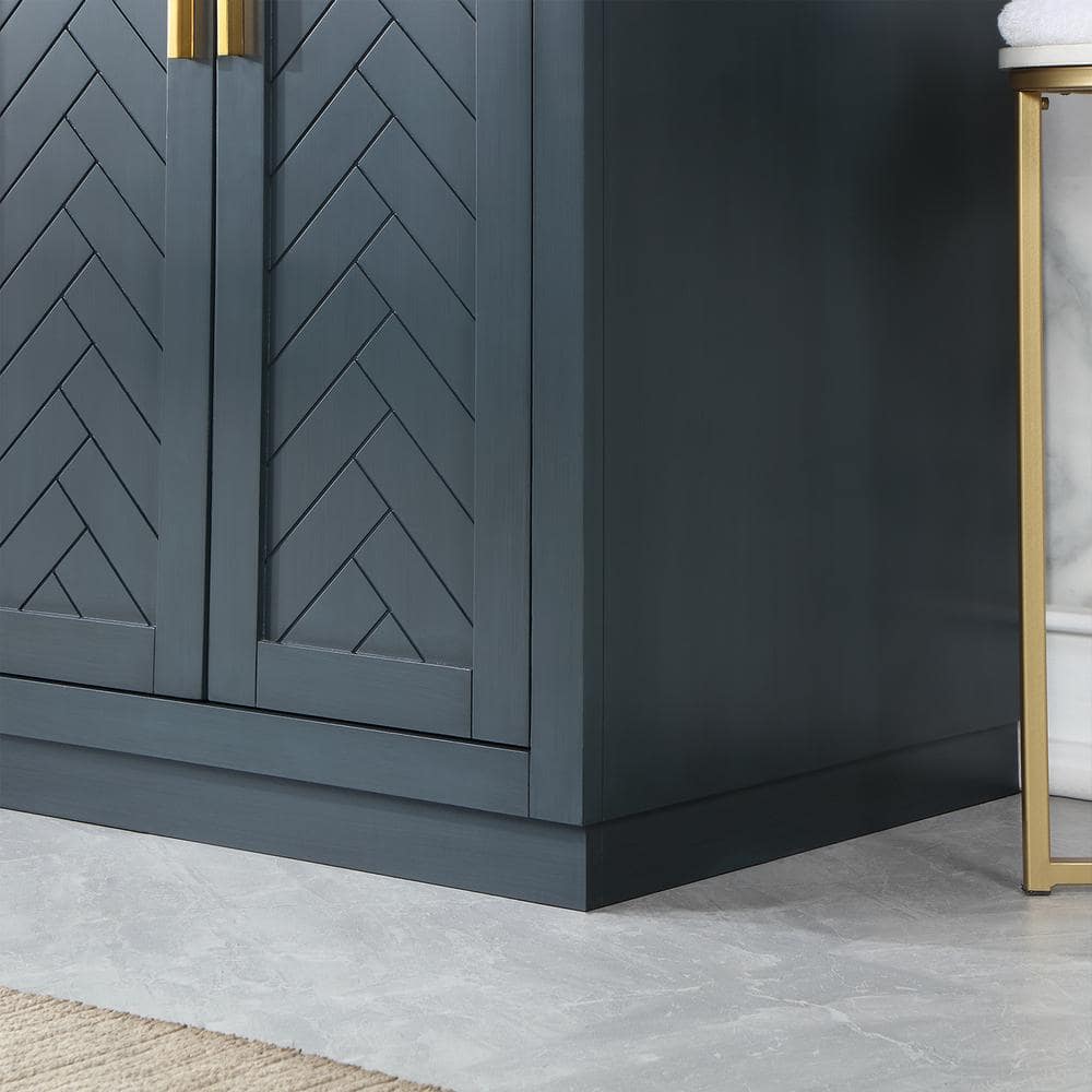 Gazsi 72" Charcoal Blue Double Vanity with White Stone Countertop