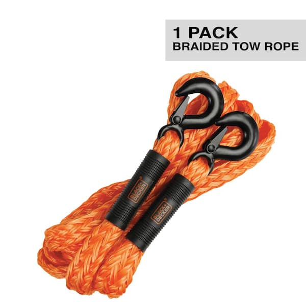 BLACK+DECKER 1.25 in. x 14 ft. Tow Rope with Clip Hooks and 4,500 lbs. Break Strength
