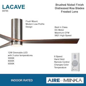 Lacave 52 in. Integrated LED Indoor Brushed Nickel Flush Mount Ceiling Fan with Light Kit
