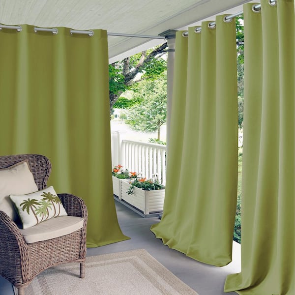 Connor Lime Polyester Solid 52 in. x 95 in. Grommet Top Indoor/Outdoor Room Darkening Curtain (Single Panel)