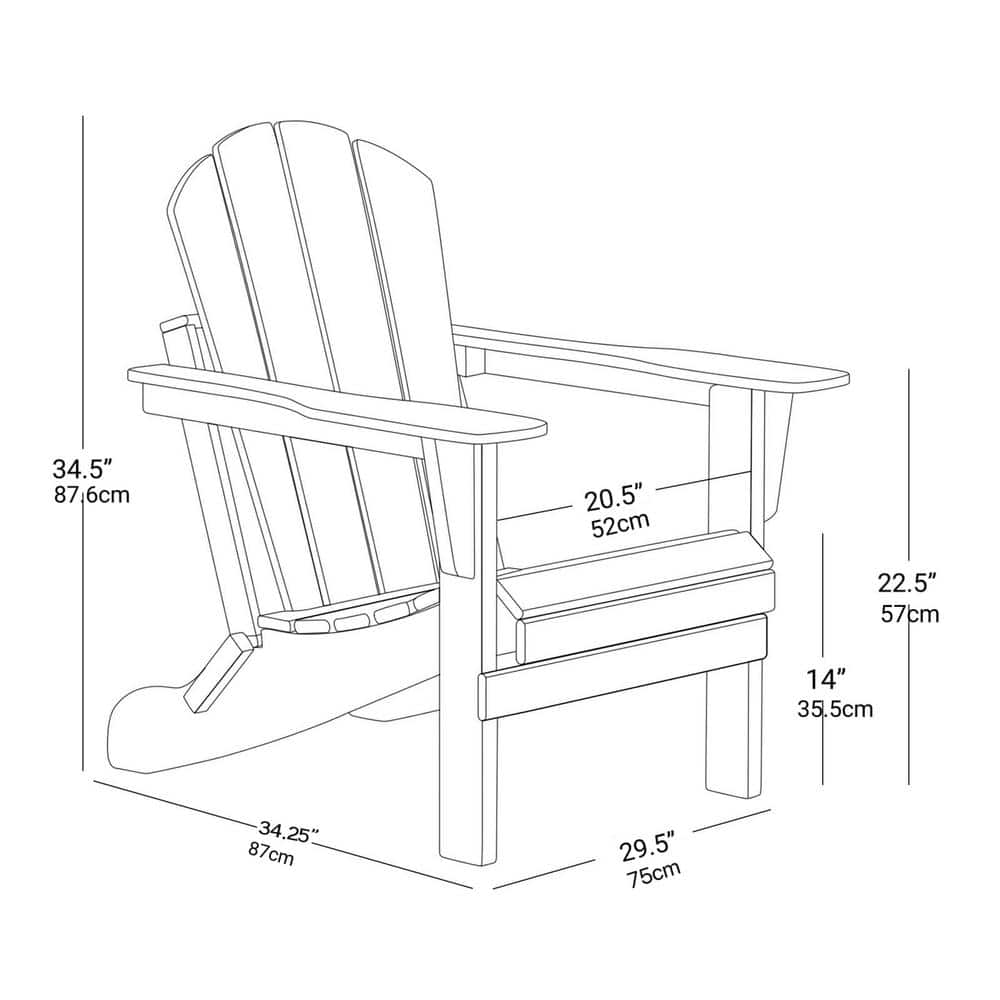 Black HDPE Weather Resistant Folding Adirondack Chair