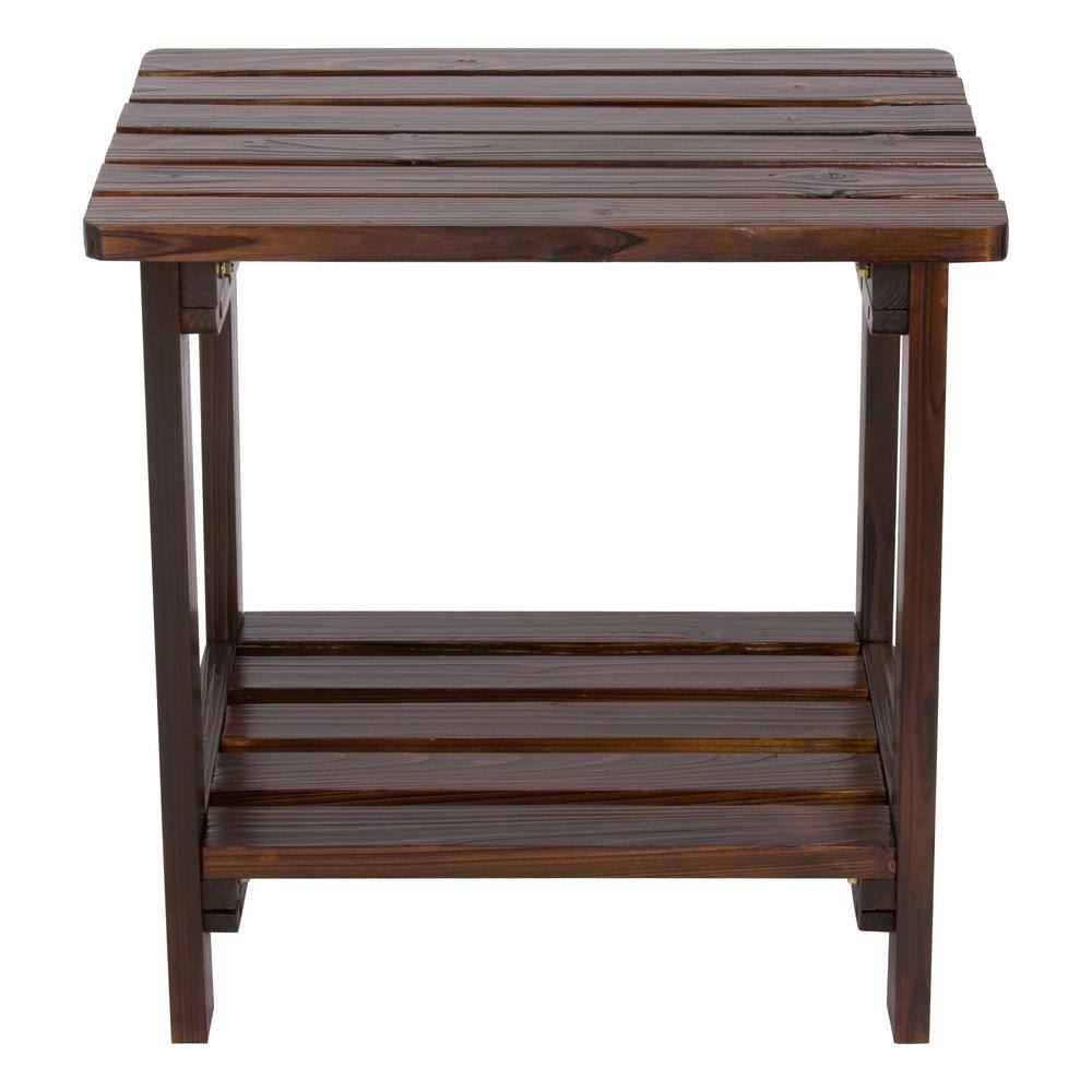 Shine Company 20 in. Tall Burnt Brown Rectangular Wood Outdoor Side ...