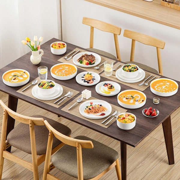 MALACASA 16-Piece White Porcelain Dinnerware Set Service for 4