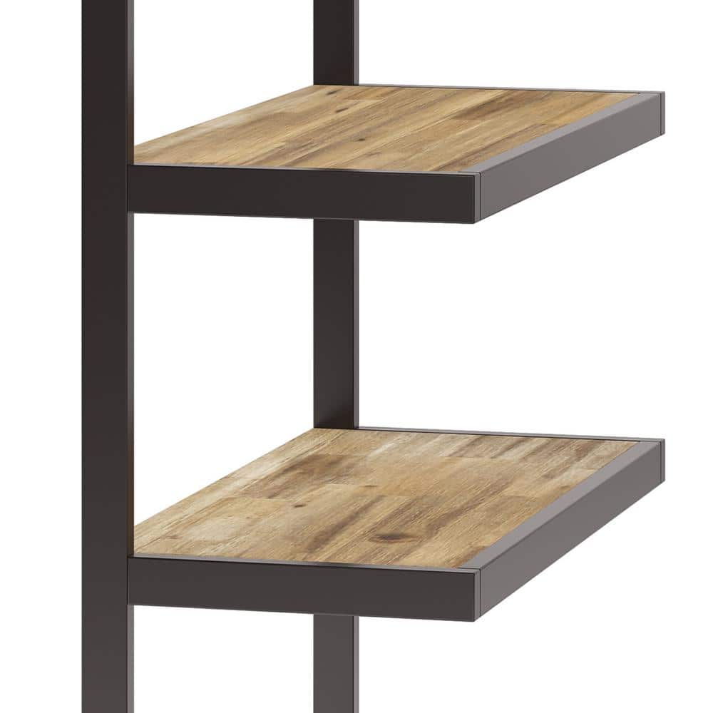Distressed Golden Wheat Acacia Wood and Metal Bookcase