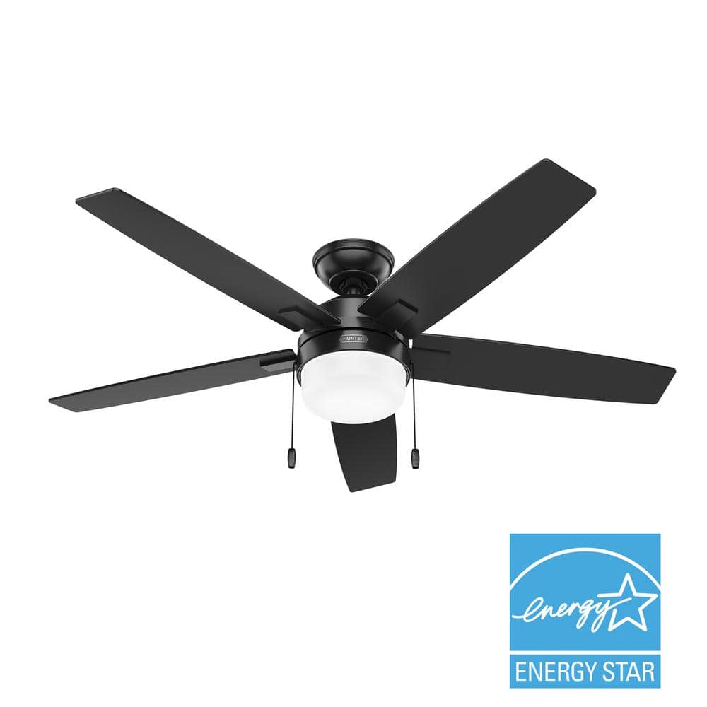 52" Matte Black and Gray 5-Blade Ceiling Fan with LED Light Kit