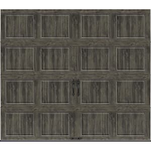 Gallery Steel Short Panel 8 ft x 7 ft Insulated 6.5 R-Value Wood Look Slate Garage Door without Windows