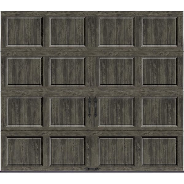 Clopay Gallery Steel Short Panel 8 ft x 7 ft Insulated 6.5 R-Value Wood Look Slate Garage Door without Windows