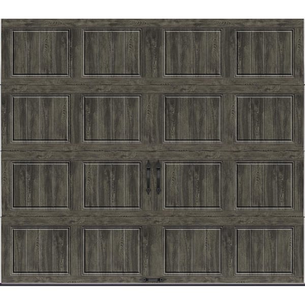 Clopay Gallery Steel Short Panel 9 ft x 7 ft Insulated 18.4 R-Value Wood Look Slate Garage Door without Windows