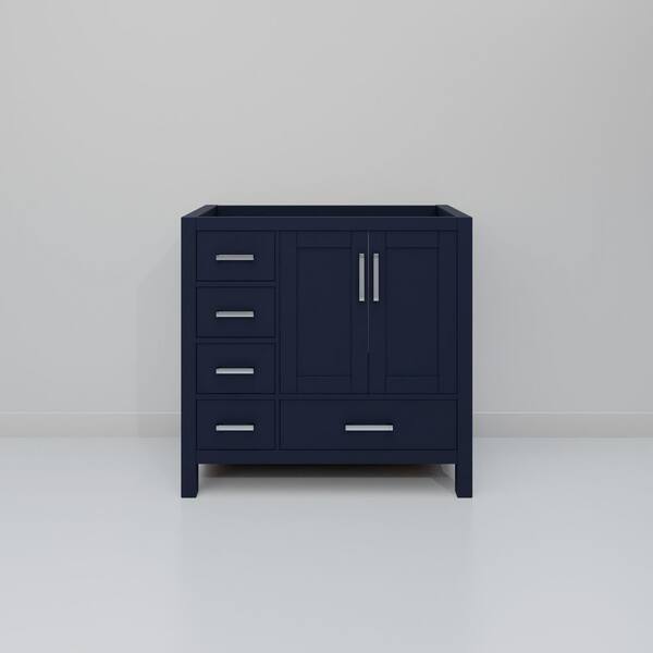 さよ22 Lexora Jacques 36 in. W x 22 in. D Right Offset Navy Blue Bath