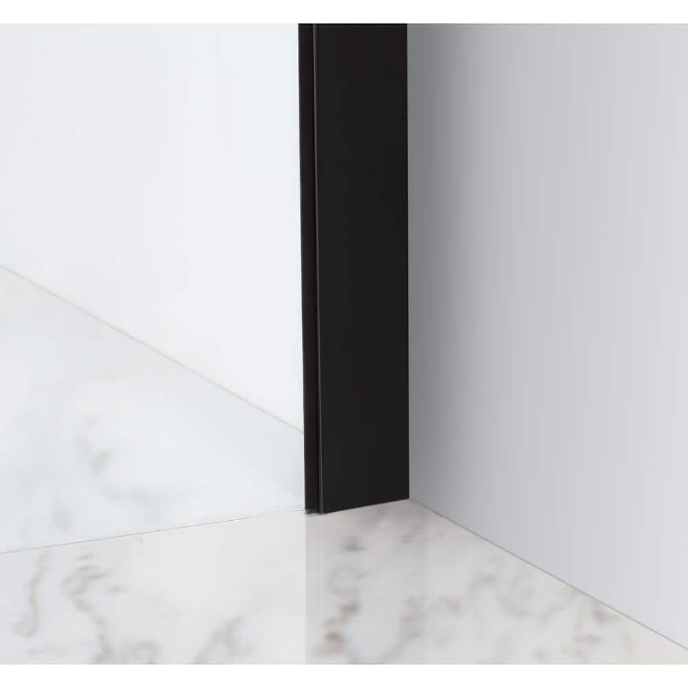 Matte Black Frameless Sliding Shower Door with Clear Glass