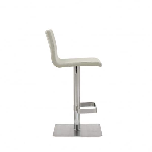 HomeRoots Danielle 32 in. Gray High Back Metal Bar Height 28 in. - 33 in. Bar Stool with Faux Leather Seat