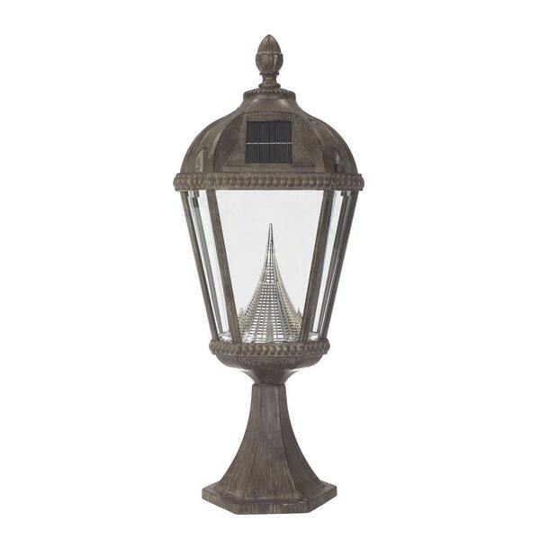GAMA SONIC Royal Solar Weathered Bronze Outdoor Post Light on Pier Base