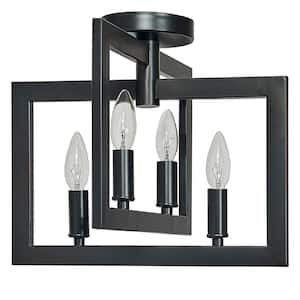 Ashlyn 14.5 in. 1-Light Black Semi-Flush Mount