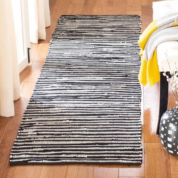 Rag Rug Black/Multi 2 ft. x 8 ft. Striped Runner Rug