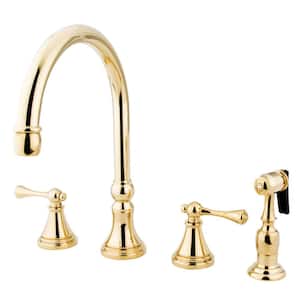 Governor 2-Handle Widespread Standard Kitchen Faucet in Polished Brass