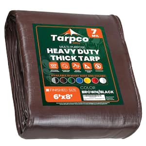 6 ft. x 8 ft. Brown/Black 7 Mil Heavy Duty Polyethylene Tarp, Waterproof, UV Resistant, Rip and Tear Proof