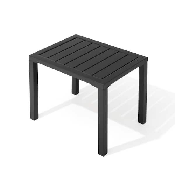 Pellebant Black Small Rectangular Aluminum Patio Outdoor Side Table