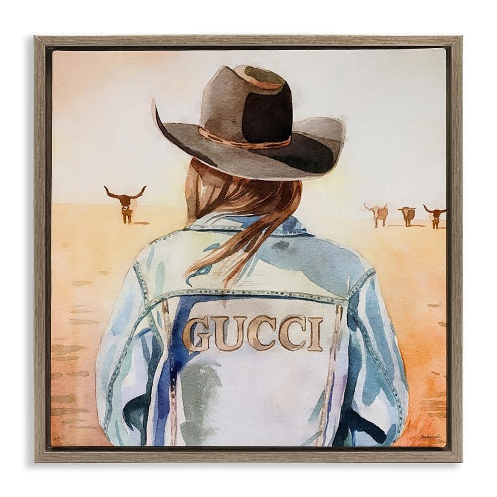Fashionable Desert Cowgirl by Amanda Greenwood Brown Floater Frame People Graphic Art Print 18 in. x 18 in. price history on PriceWatchPro
