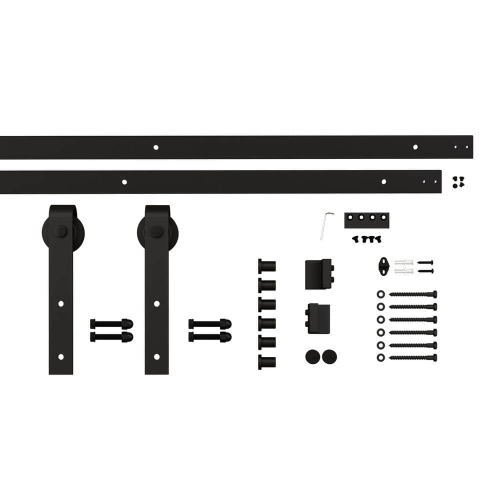 Cherry Red Solid Wood Barn Door Kit with Matte Black Hardware