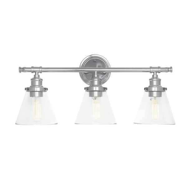 Globe Electric Parker 3 Light Chrome, How To Remove Glass Shade For Vanity Light