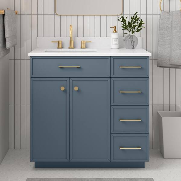 Glacier Bay Marcote 36 in. Single Sink Freestanding Slate Blue Bath ...