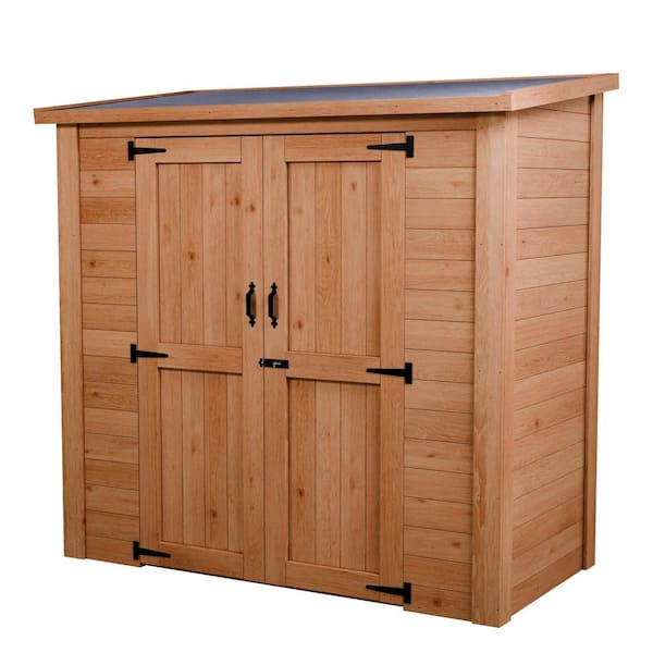CedarCraft Heavy Duty 6 ft. x 3 ft. Solid Wood Lean-To Storage Shed with Double Doors and Modern Roof (18 sq. ft. )