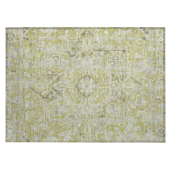 Artichoke Green 2 ft. x 3 ft. Woven Oriental Rectangle Indoor/Outdoor Area Rug