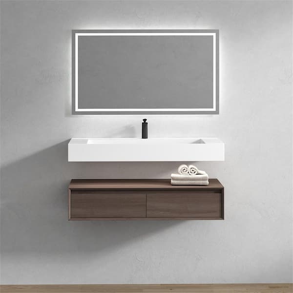 BV Better Vanity Alysa 47 in. W. x 20 in. D x 23 in. H Single Sink Floating Bath Vanity in Red Oak with White Acrylic Top