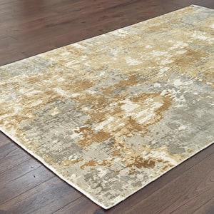 Formosa Gray/Brown 2 ft. x 10 ft. Distressed Abstract Hand-Loomed Viscose Indoor Runner Area Rug