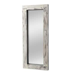 31 in. W x 71 in. H Farmhouse Large Distressed Leaning Rectangle Full Length Mirror in Weathered White Framed