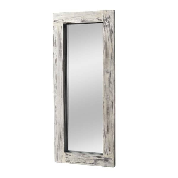 Lirago 31 in. W x 71 in. H Farmhouse Large Distressed Leaning Rectangle Full Length Mirror in Weathered White Framed